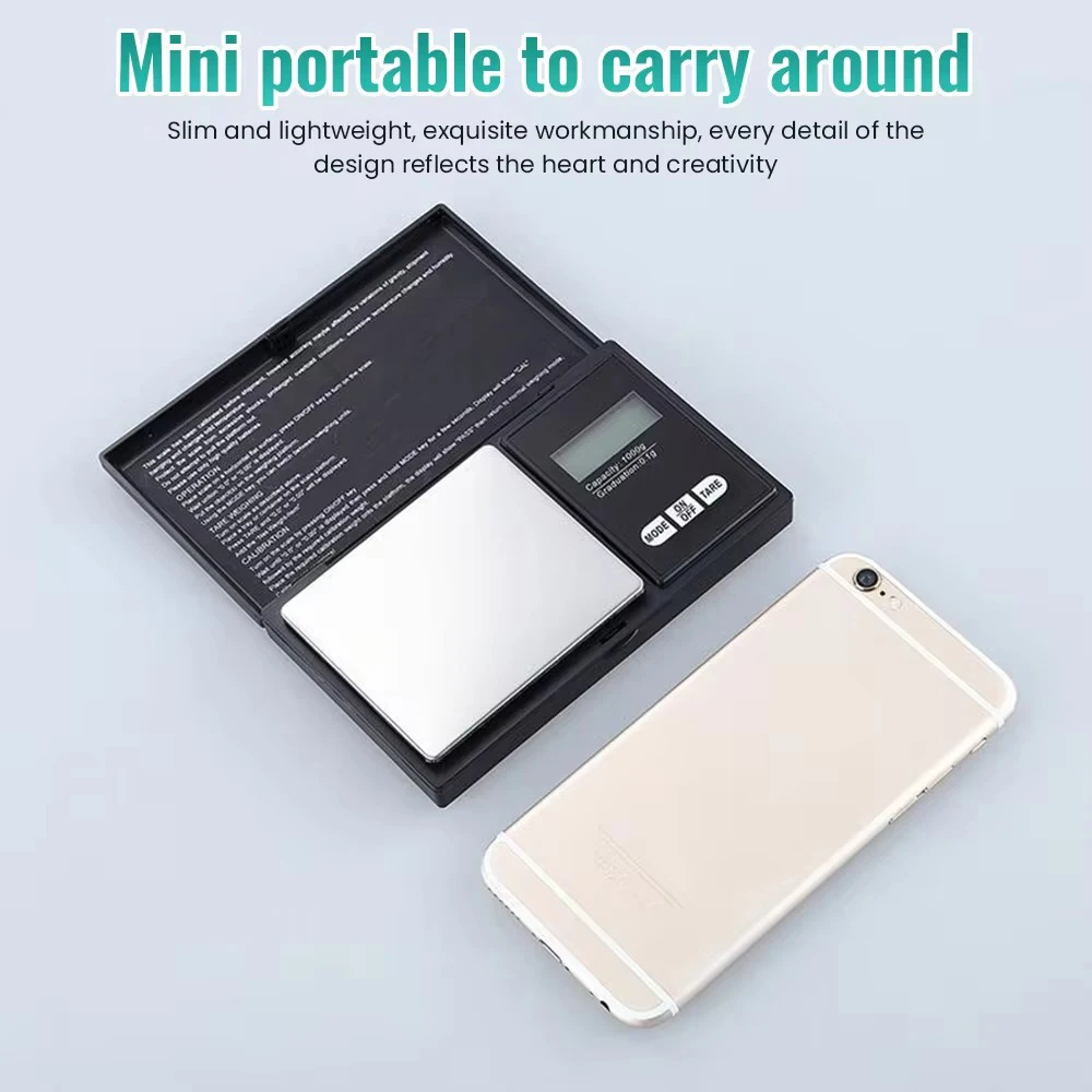 Mini báscula electrónica de alta precisión, báscula portátil de bolsillo para joyería, rango de precisión 1000G-0.1G con pantalla LCD