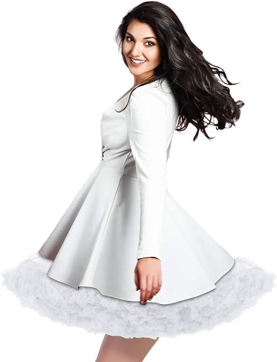 Pirce más bajo para mujer, enagua de tul plisada de 3 capas, tutú blanco y negro, falda hinchada para fiesta y Cosplay