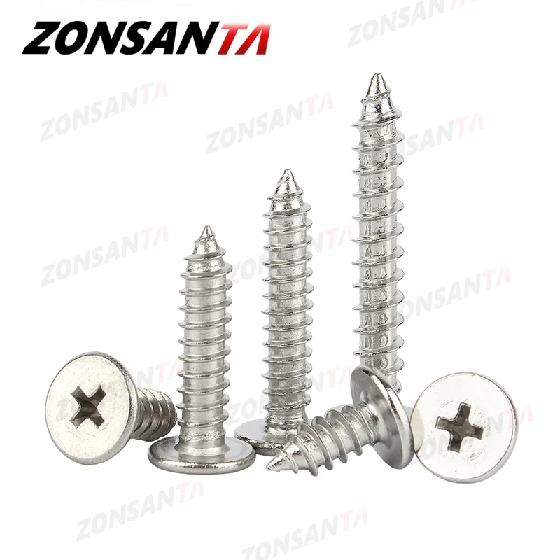 M2 M2.6 M3 M3.5 M4 M5 M6 Cross Phillips Ultra Thin Super Low Flat Wafer Head A2 304 Stainless Steel Self tapping Wood Screw