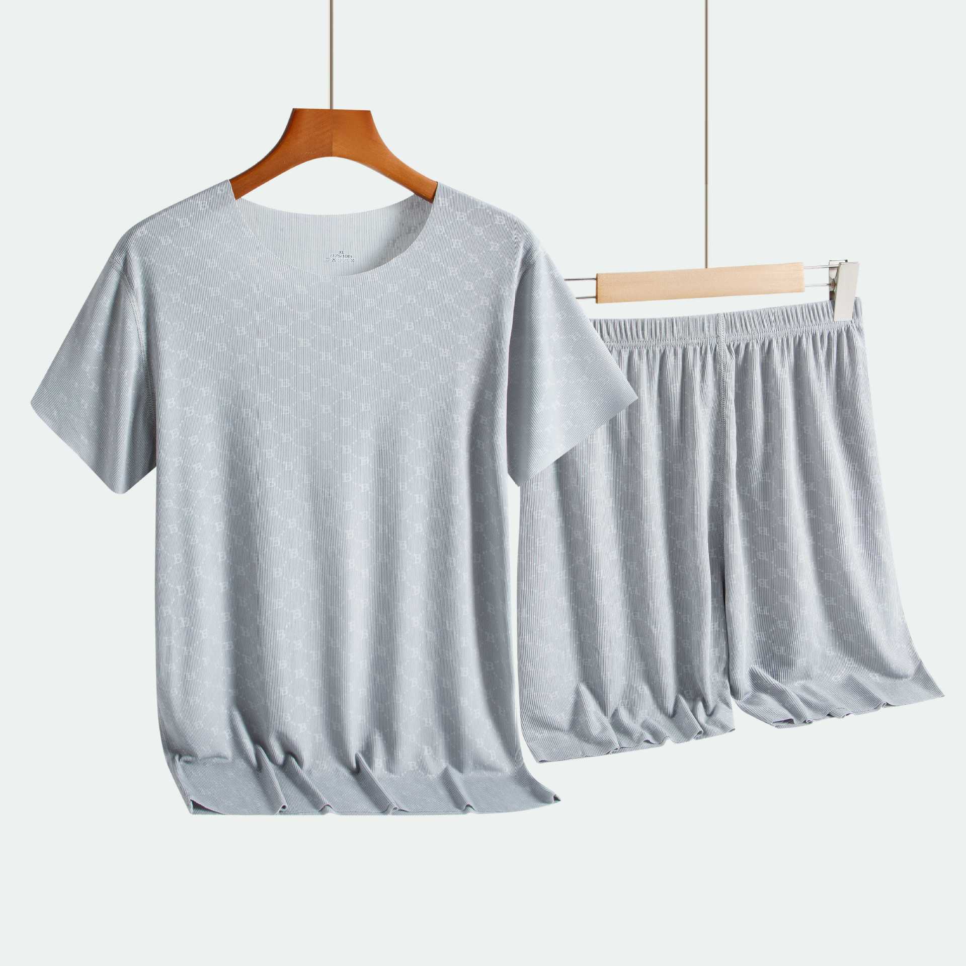 Zomer Heren Pyjama Homewear Set Gedrukt Ijs Zijde T-shirt Korte Mouwen Modale Casual Pyjama Heren Pyjama Broek Dun pak