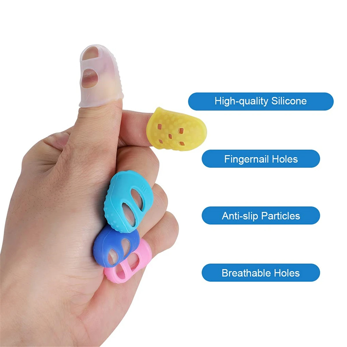 Ata Wayer JEFingertip Protecteurs, Protège-doigts en silicone, 5 Tan, 10 pièces