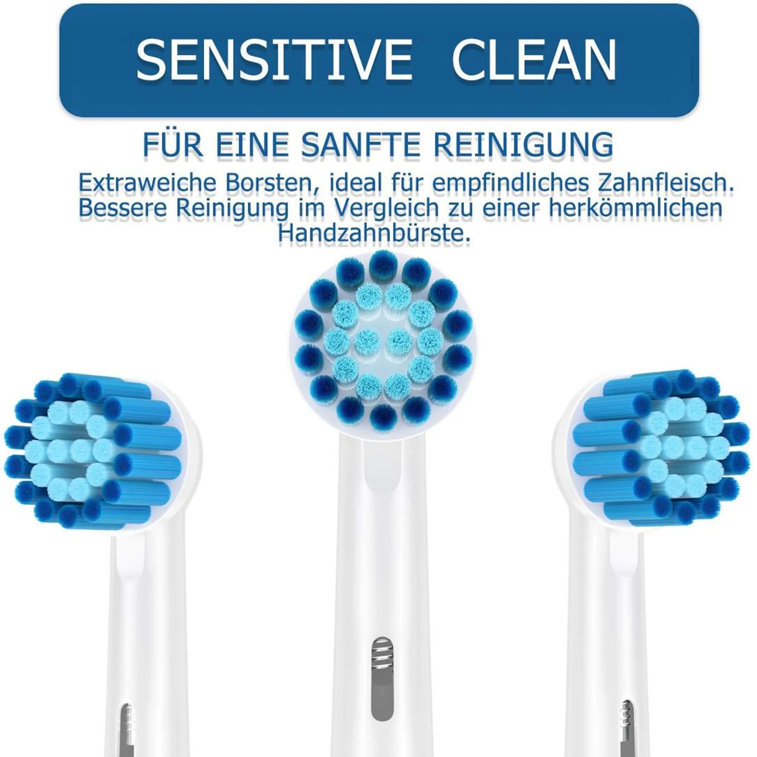 4/8/16 Pack Sensitive Gum Care Replacement Brush Heads Compatible with Oral b Braun Electric Toothbrush,White
