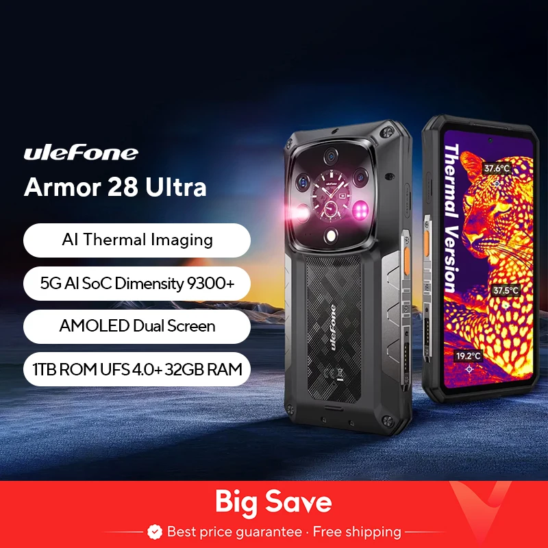 【Weltpremiere】 Ulefone Armor 28 Ultra 5G AI Wärmebildkamera Robustes Telefon 1TB ROM 32GB RAM Android Smartphone AMOLED 6,67" 120Hz 10600mAh Mobiltelefon Sony® IMX989 64MP Nachtkamera