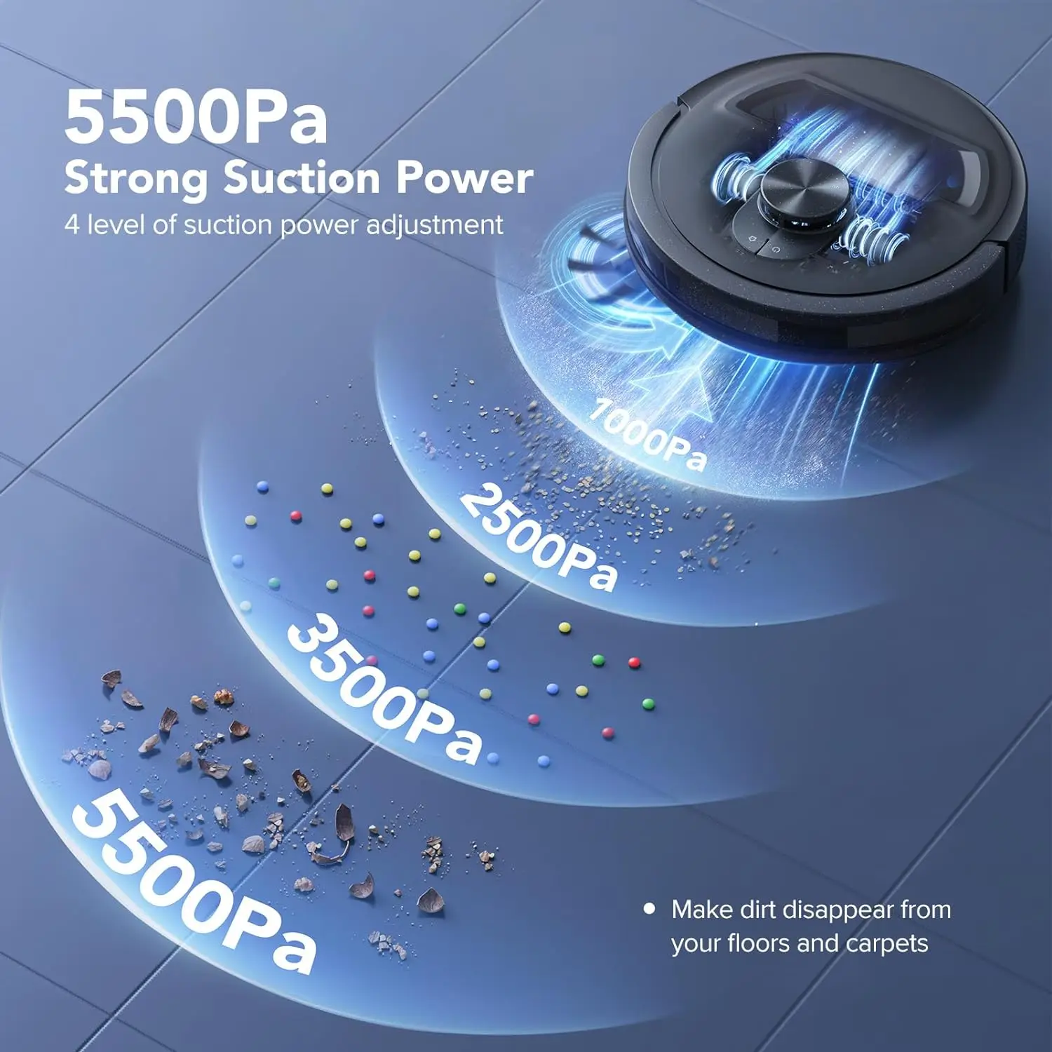 Lubluelu 5500Pa Roboter-Staubsauger, 3-in-1-Roboter-Staubsauger, intelligentes Mapping, 30 No-Go-Zonen für Hartböden, Teppiche, Tierhaare