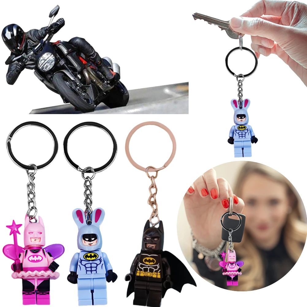 Chaveiro de motocicleta bonito personagem de desenho animado chaveiro brinquedo pingente de super-herói bolsa elegante acessórios presente surpresa das crianças
