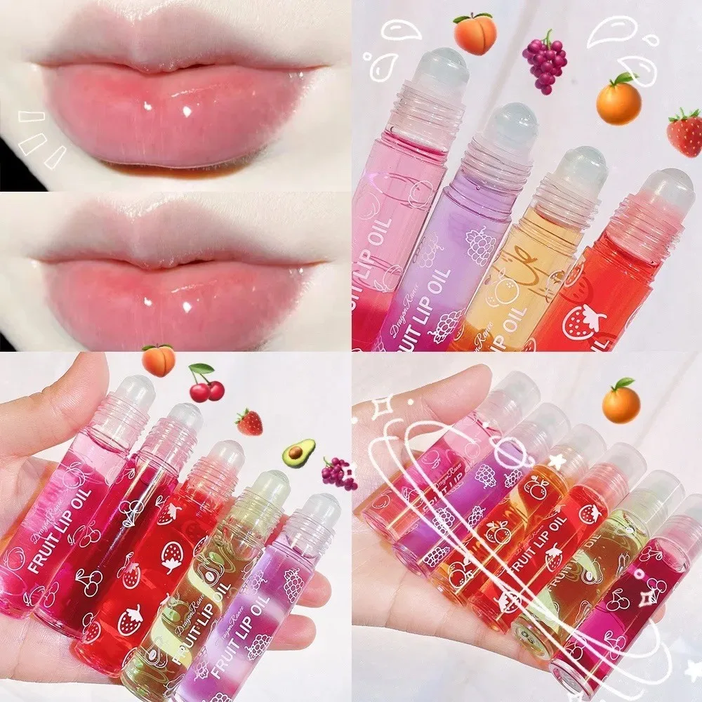 Hidratante rolo de óleo labial gloss hidratante nutritivo bálsamo labial transparente incolor fruta abacate cuidados com os lábios