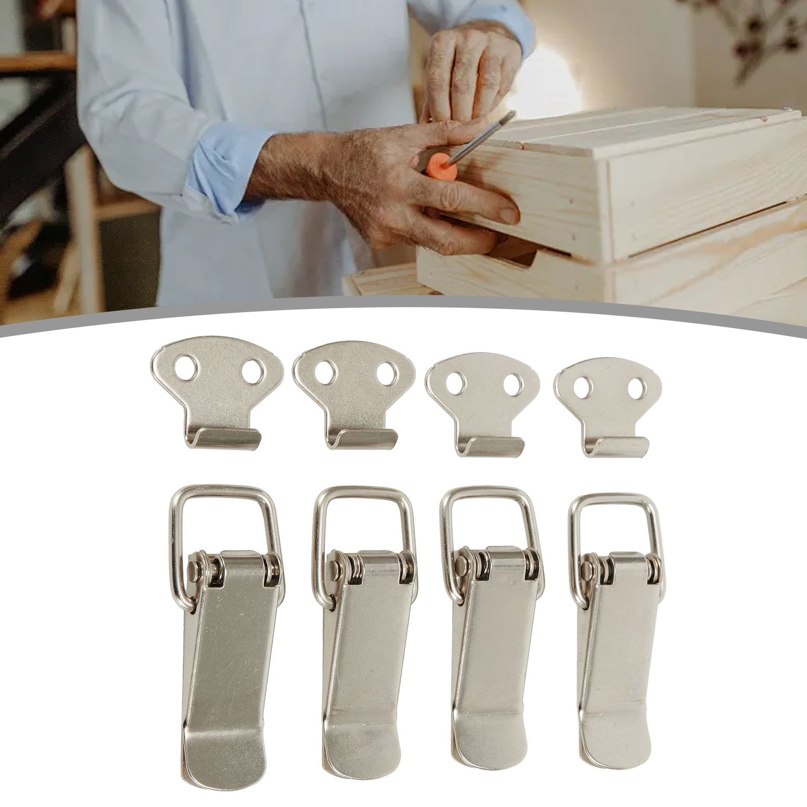 4 Stuks Deurvergrendelingen 7.2*2.7Cm Koudgewalst Stalen Kast Veer Vangbak Handvat Knevelvergrendel Klem Hasp Eend Billed Gespen