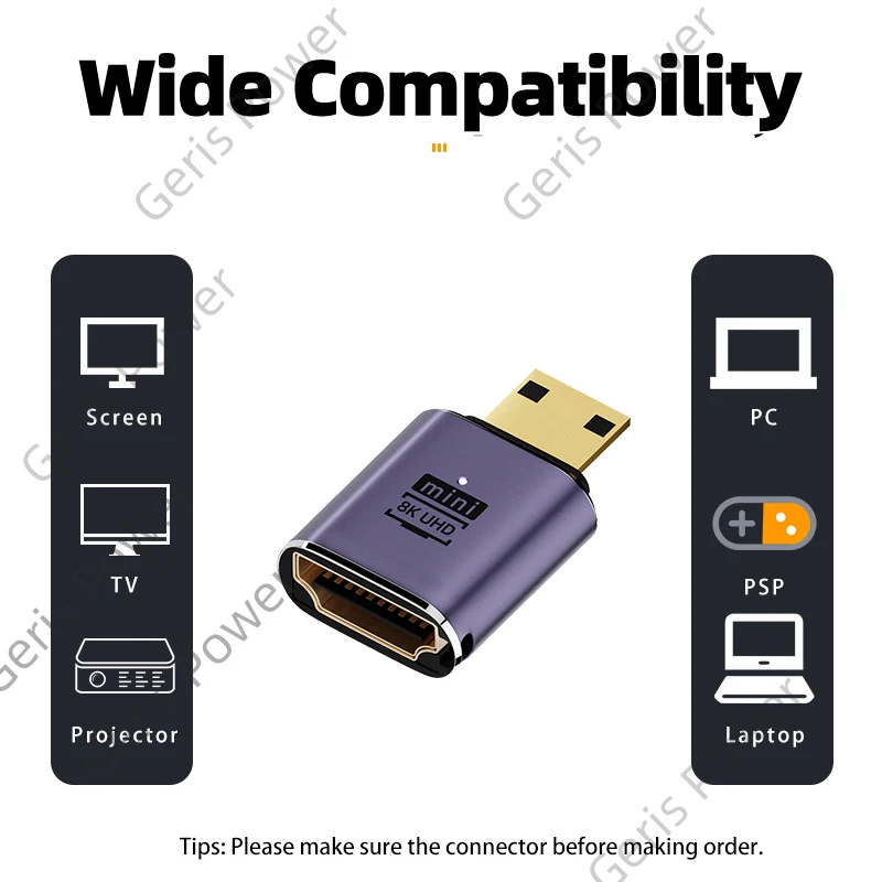 HDMI-kompatibler Adapter 90 270 Grad rechtwinkliger Stecker auf Buchse Konverter 8K HD-Anschluss Mini / Micro HDMI-kompatibler Extender