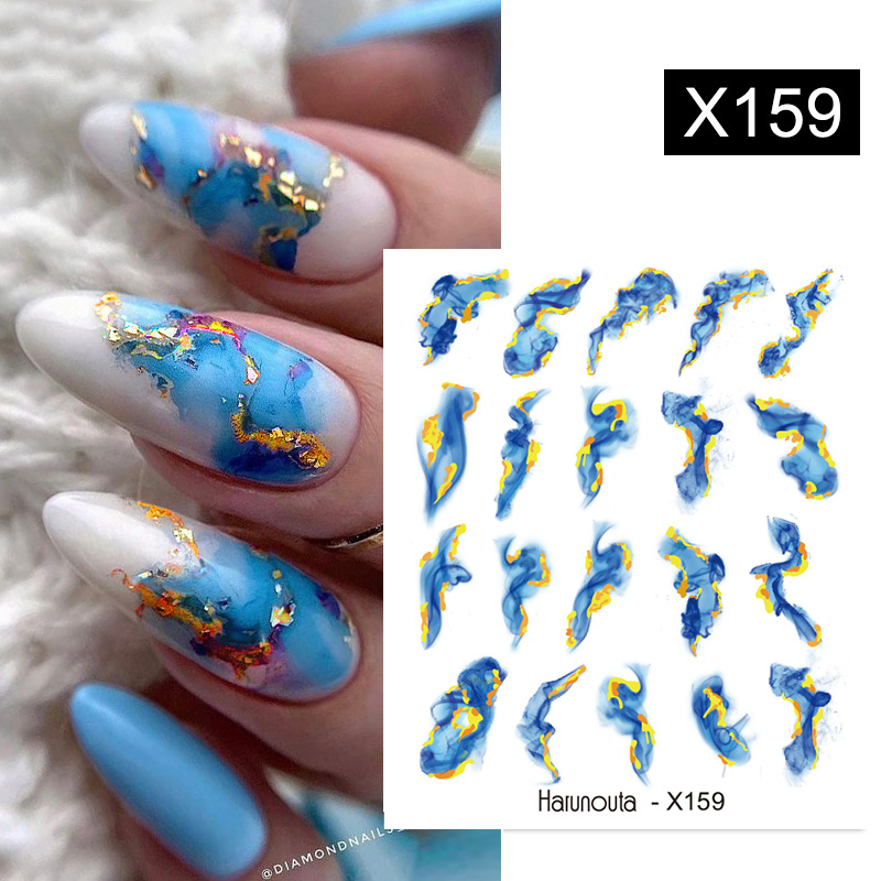 Harunouta Waves Nail Water Decals Transfer Small Flower Leaves Marble Snake Spring Summer Nail Art Stickers Manicure Nail Decals