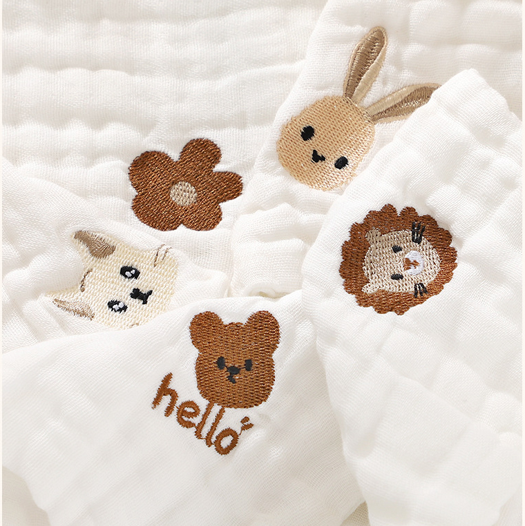 Baby-Speichelhandtücher, weicher Waschlappen für Kleinkinder, Spucktuch, 6-lagige Baumwolle, Stickerei, Handgesichtstücher, Neugeborenes Lätzchen, Kinder-Taschentuch