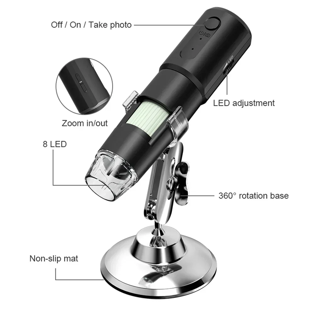 Wireless Dermatoscope Scalp Skin Analyzer Machine 1000X Facial and Body Analyzer Electronics Microscope Beauty Health Profession