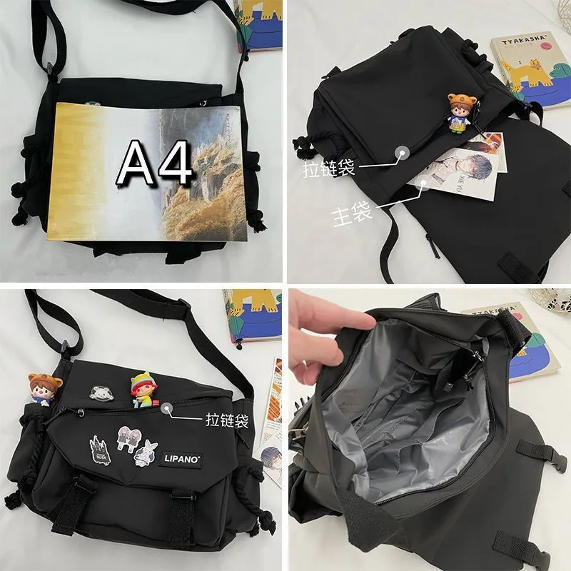 Borse in nylon Borsa a tracolla Borse a tracolla di grande capacità per ragazze adolescenti Uomini Borsa a tracolla Harajuku Borse da scuola per studenti Sac