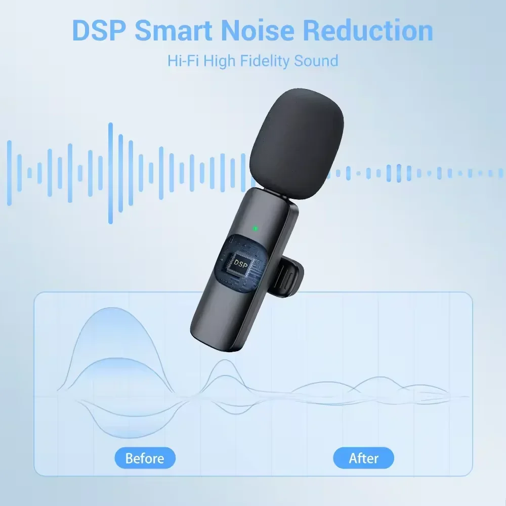 Basix Mini Lavalier Microphone Portable Audio Video Recording Mini Wireless Microphone for IPhone TypeC ipad Phone Microphone