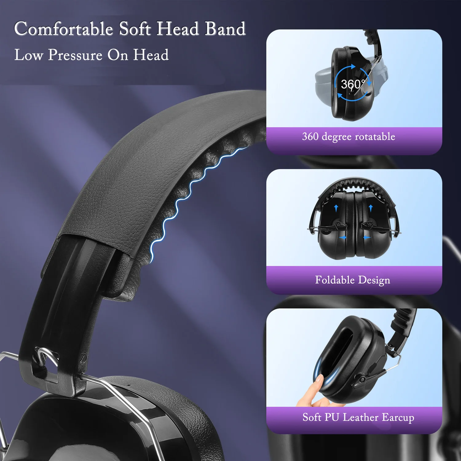 New Anti-Noise Adjustable Head Earmuffs SNR-34dB Ear Protector Ear Muff  For Work Study Shooting Woodwork Hearing Protection