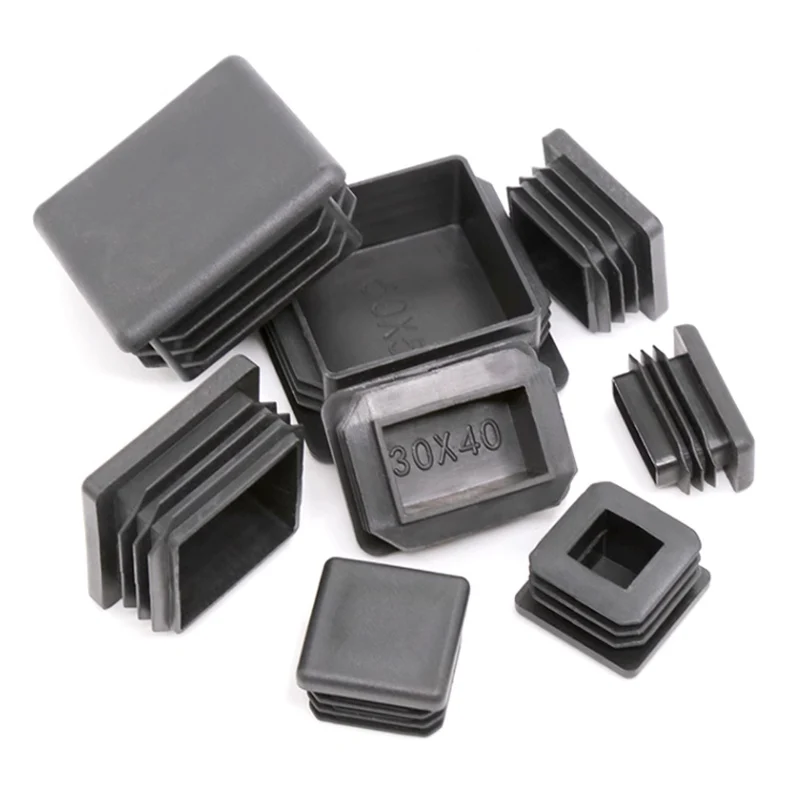 Black Plastic Square Tube Pipe Plug Blanking End Caps Furniture Leg Inserts Plugs Table Chair Feet Pad