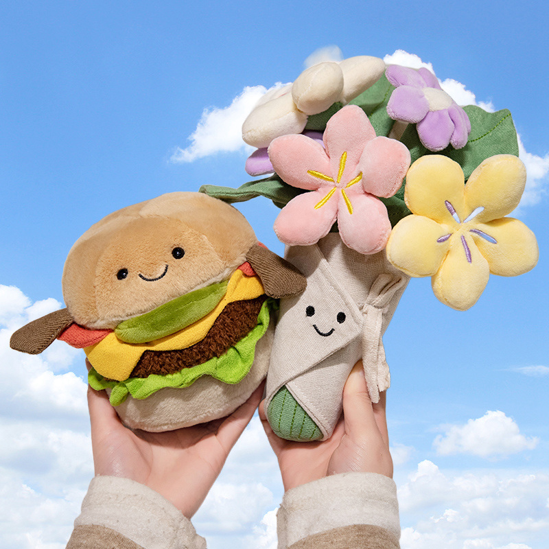15 cm süßes Cartoon-Hamburger-Plüschtier, Stofftier-Hamburger-Plüschtier, für Sie, Kinder, Geschenk, Urlaub, Geburtstag