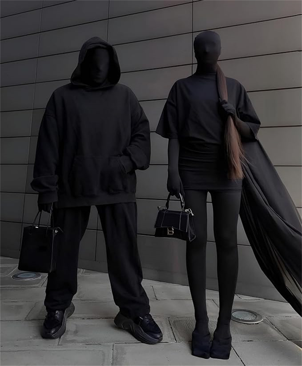 2 個黒フルフェイススパンデックスマスクハロウィンコスプレパーティー大人の顔のない変態ヘッド布衣装スキンヘッドカバー