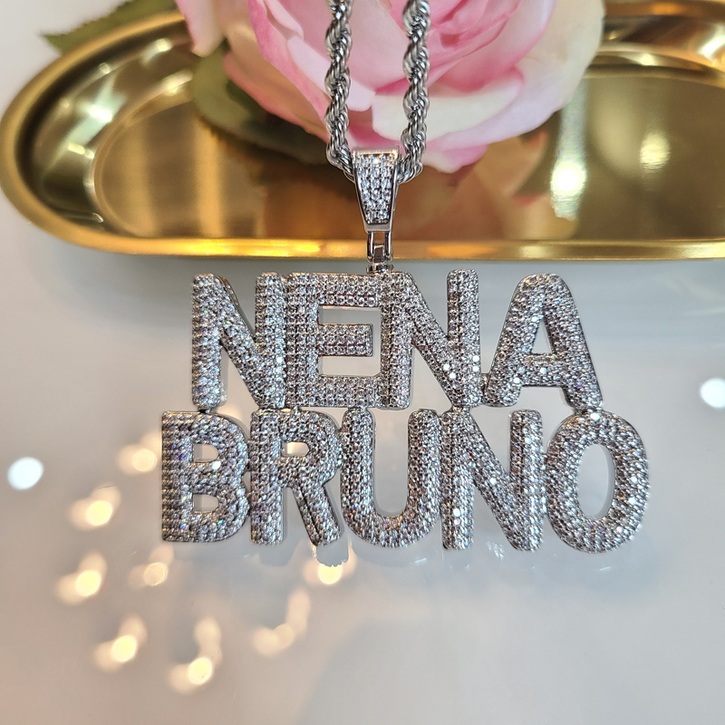 Custom Name Necklaces Personalized Word Pendants Bubble Hip Hop Jewelry Drop Shipping Factory Directly