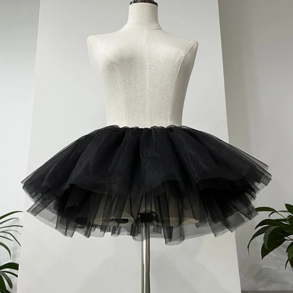 Sous-jupe Lolita en Tulle bouffant blanc et noir pour femmes, robe de bal Cosplay pour enfants, jupons de mariée désossés, robe Tutu