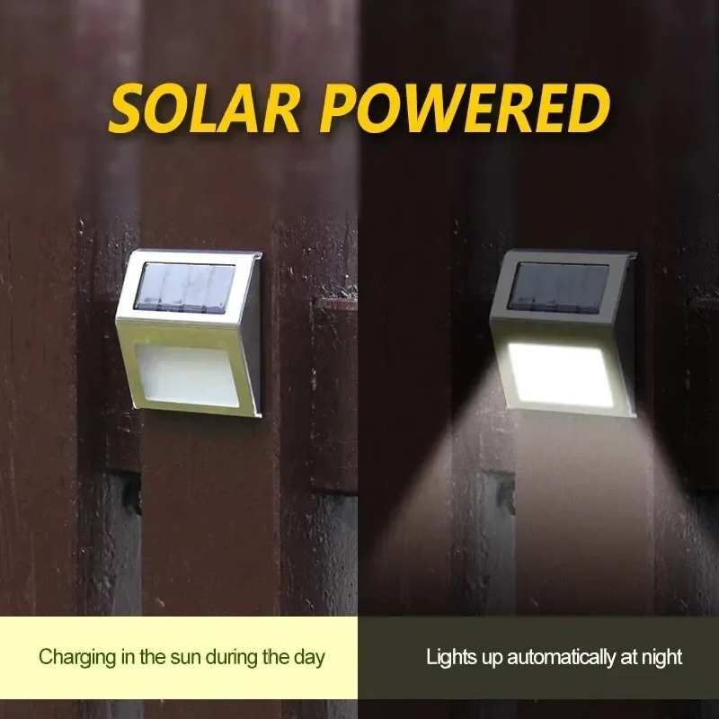 Solar-Stufenleuchte aus Edelstahl mit 3 LEDs, wasserdicht, korrosionsbeständig und umweltfreundlich, Wandleuchte für Gartenzaunwand