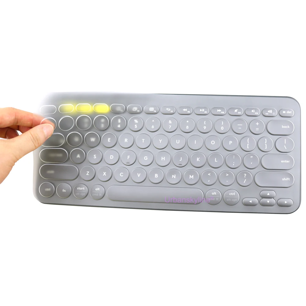 Funda de teclado K380 para Logitech K380 para Logi K380S Pebble Keys Protector de silicona funda de piel película inglés coreano negro claro