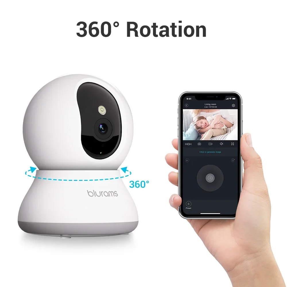 Telecamera di sicurezza interna Blurams da 2 pezzi 2K, telecamera di sicurezza domestica per cani/anziani, telecamera di sicurezza con aggiornamento chiamate one-touch A31S-2pc