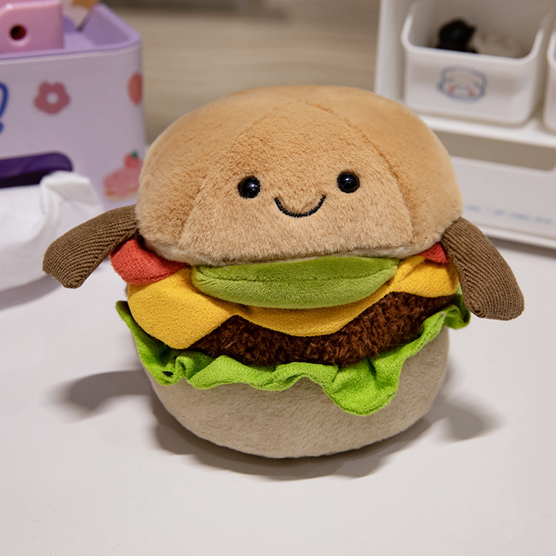 15 cm süßes Cartoon-Hamburger-Plüschtier, Stofftier-Hamburger-Plüschtier, für Sie, Kinder, Geschenk, Urlaub, Geburtstag