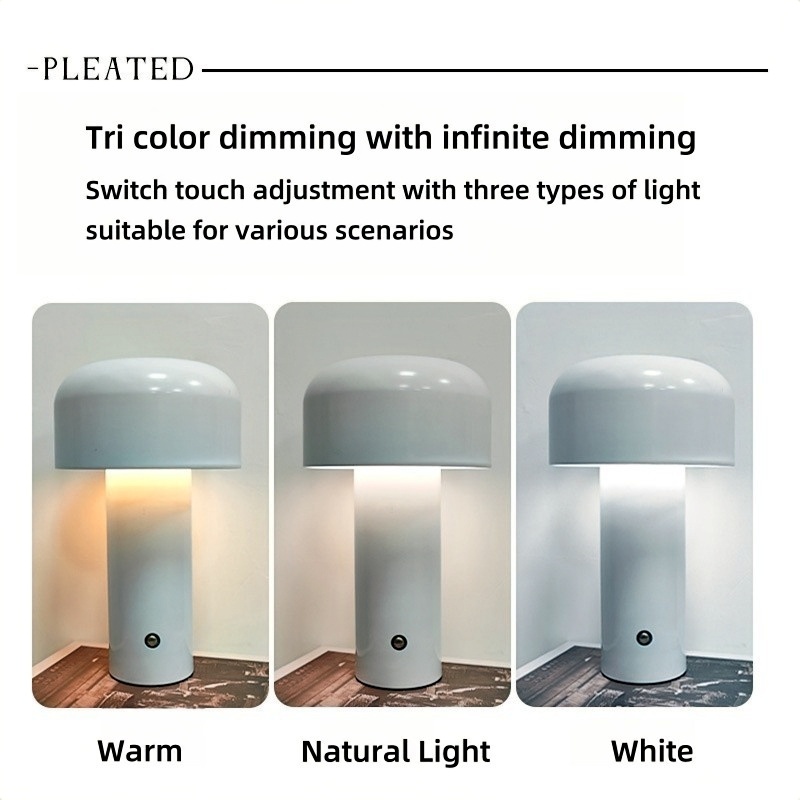 Touch dimming mushroom table lamp, simple night light, wireless charging bedside lamp, suitable for coffee shops, bars, and room