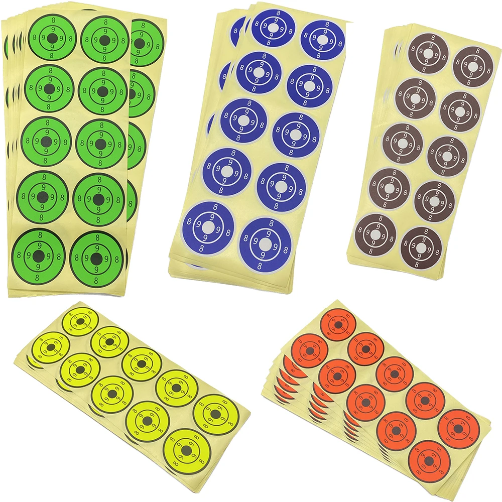 Targets adhesivos-250 unidades/paquete-5 opciones de colores-2 "/5 cm de diámetro-89 patrones-tiro y caza-Airsoft Slingshot pistola de aire arma de fuego