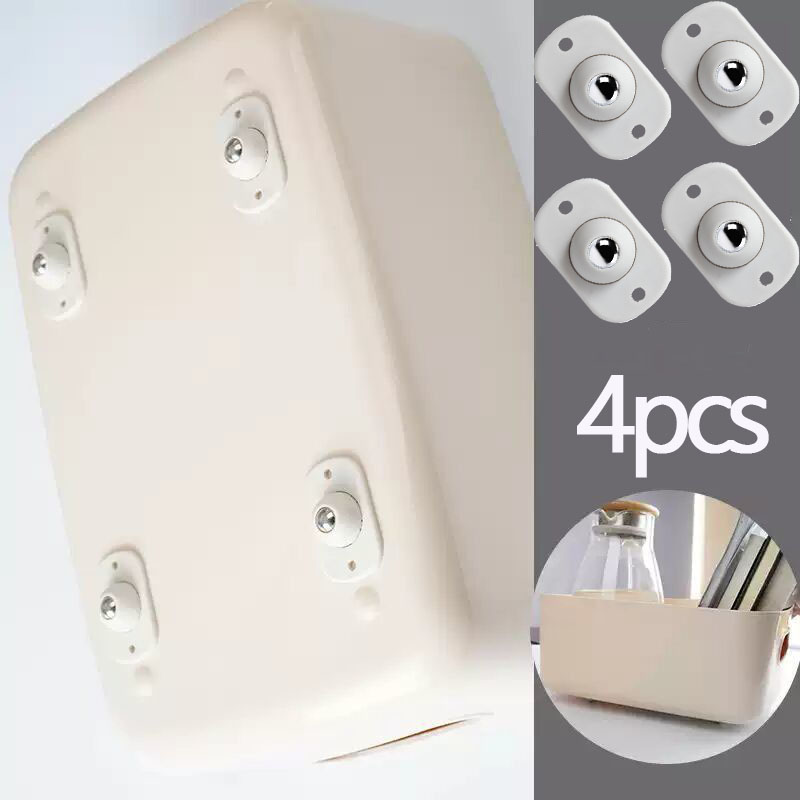 4Pcs Wheels For Furniture Stainless Steel Roller Self Adhesive Caster Home 360 Degree Load Bearing Swivel Universal Wheel