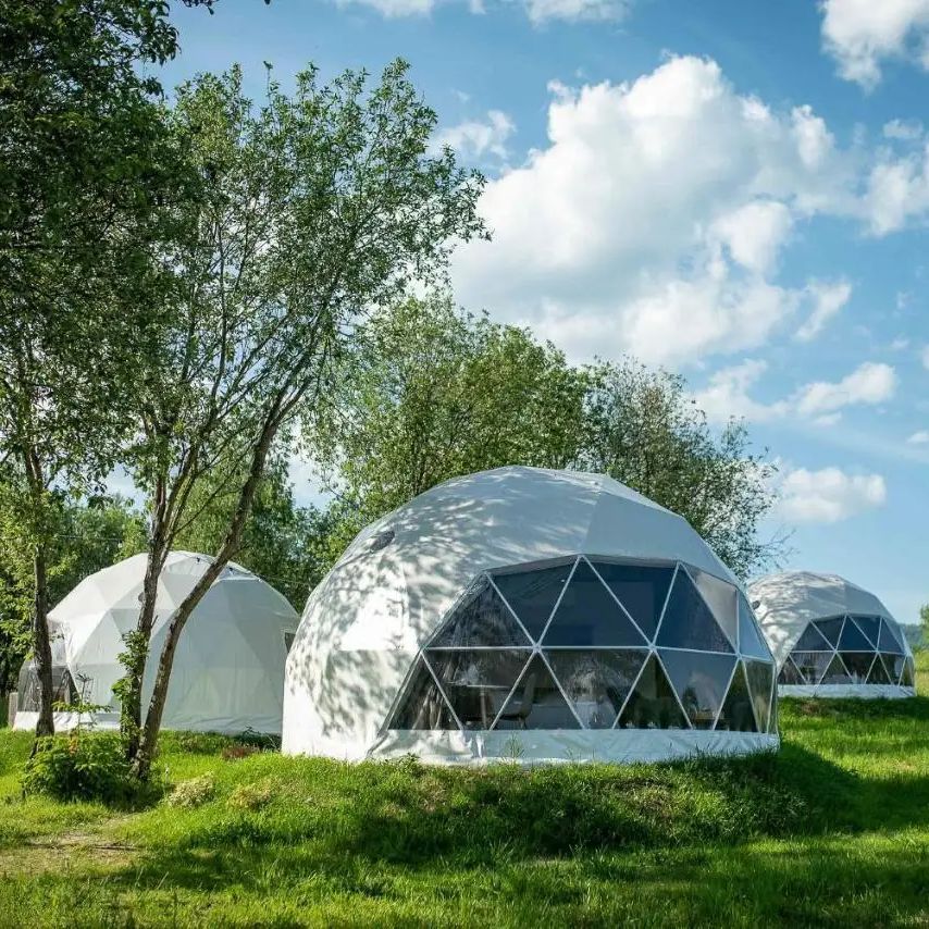 Geodesic Dome Luxury Hotel เต็นท์รีสอร์ทพักผ่อนวันหยุดกลางแจ้ง Glamping เต็นท์กลมโปร่งใส Starry Sky Manor เรือนกระจกเต็นท์