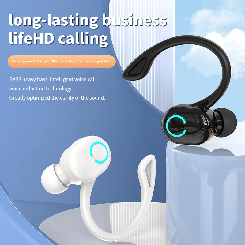Bezprzewodowe słuchawki Bluetooth HIFI Bass z mikrofonem HD słuchawki douszne z zaczepem na ucho życie z redukcją szumów wodoodporne słuchawki do gier sportowe muzyczne