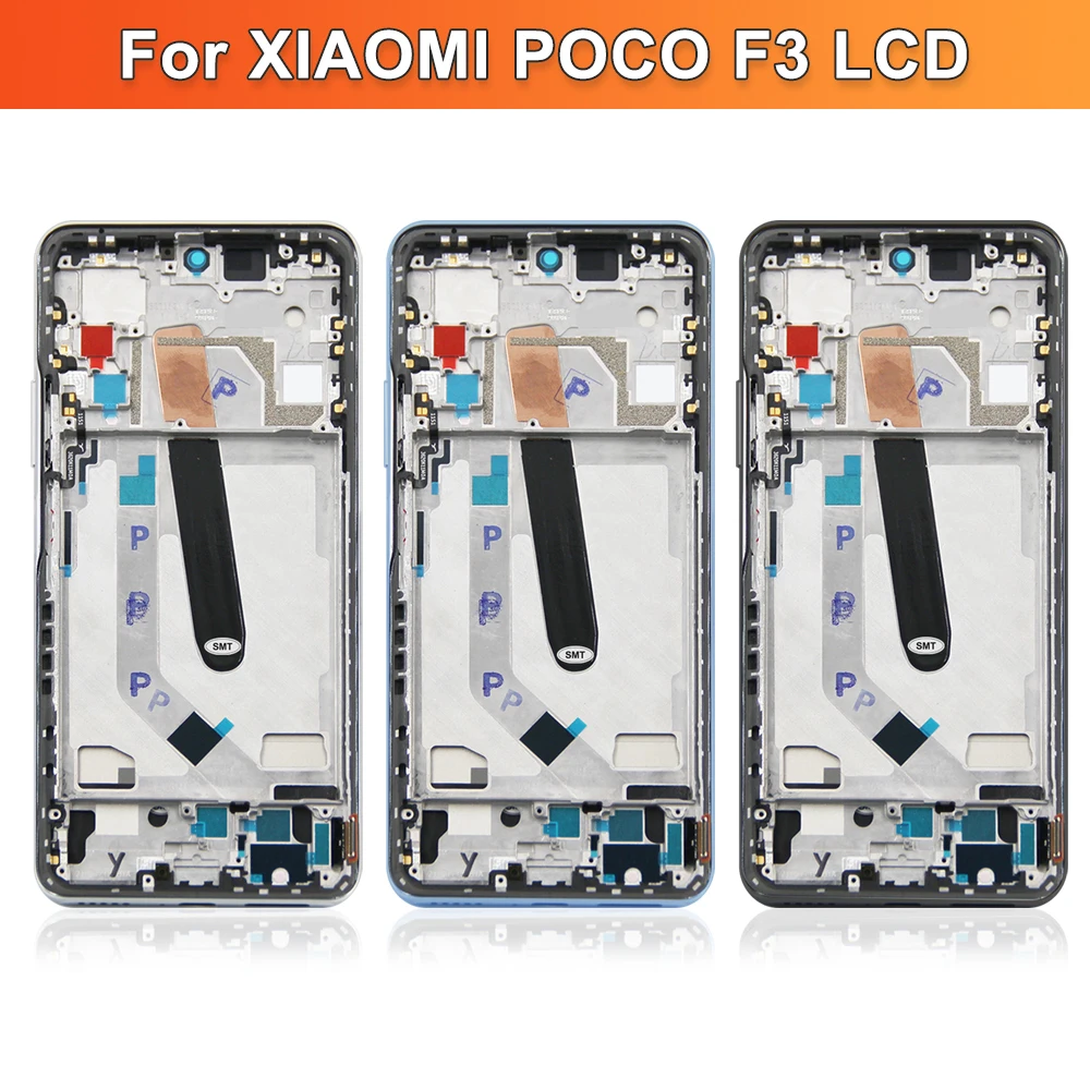 6.67 "Super AMOLED Poco F3 จอแสดงผล, สําหรับ Xiaomi Poco F3 M2012K11AG จอแสดงผล LCD หน้าจอสัมผัสแบบดิจิตอลเปลี่ยนกรอบ