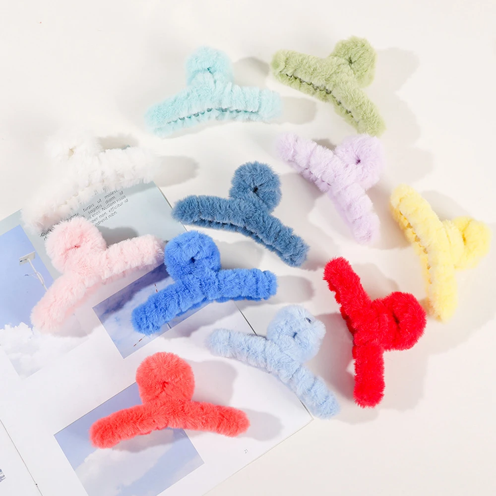 Mùa Đông Sang Trọng Vuốt Tóc Sang Trọng Acrylic Kẹp Tóc Lông Thú Giả Tóc Barrette Cua Mũ Đợi Đầu Đa Năng Dành Cho Nữ Cô Gái Phụ Kiện Tóc