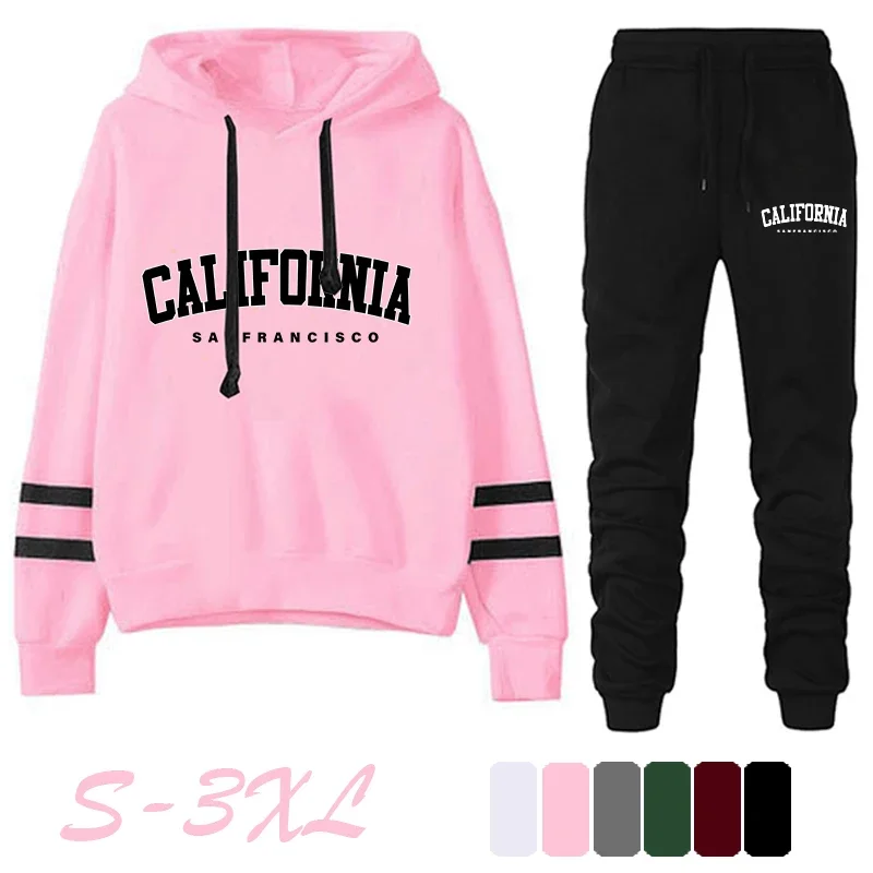Damski dres California Casual Stripe Wszechstronna bluza z kapturem lub spodnie lub garnitur Prostota Gorąca sprzedaż Stroje uliczne S-3XL