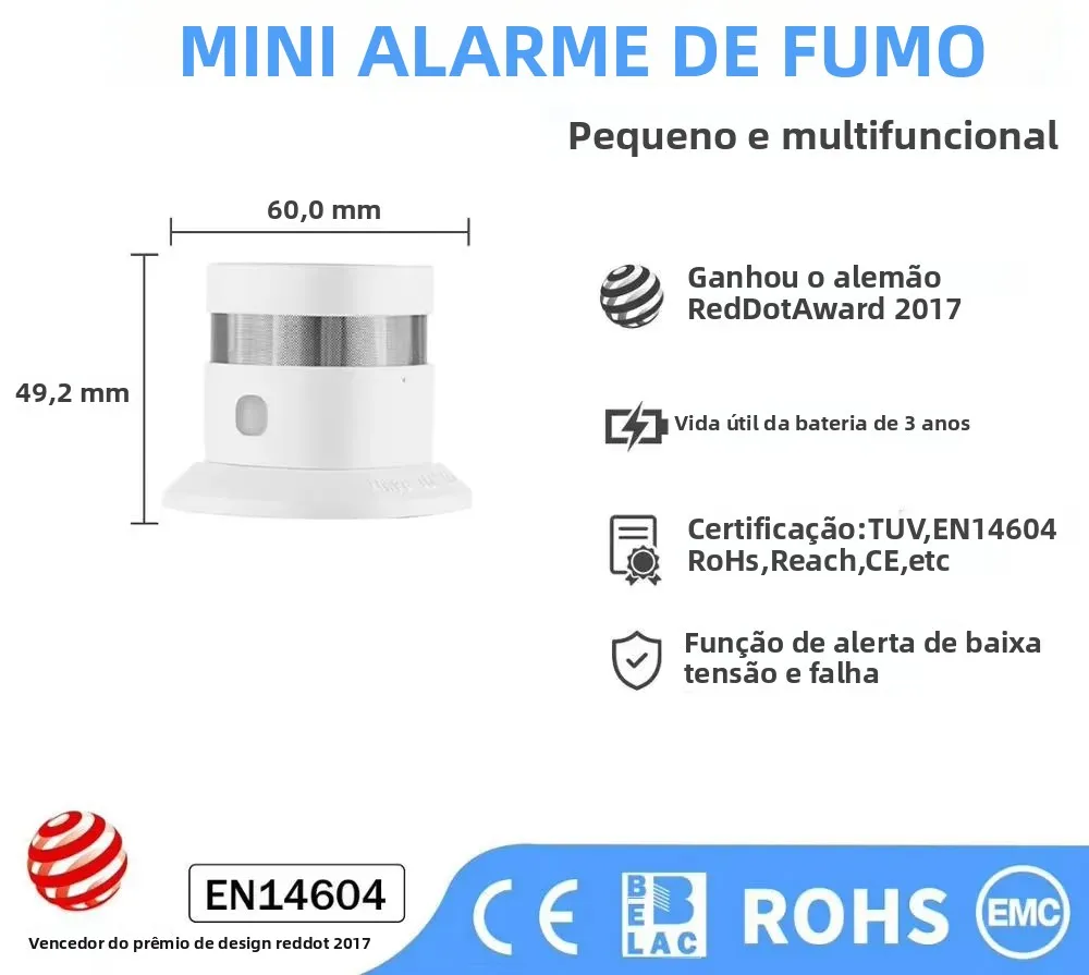 HEIMAN Zigbee Detector de fumaça Sistema doméstico inteligente 2,4 GHz Sensor de prevenção de segurança de alta sensibilidade