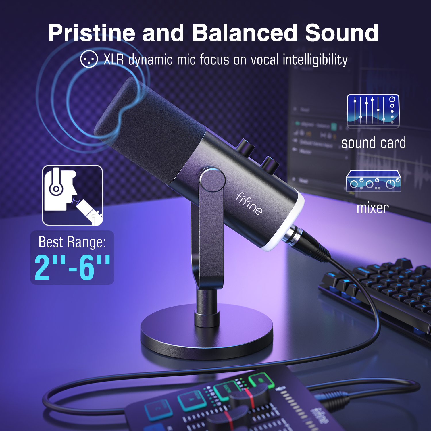 Fifine Usb/Xlr Dynamische Microfoon Met Touch Mute-Knop, Hoofdtelefoonaansluiting, I/O-Bediening, Voor Pc Ps5/4 Mixer, Gaming Mic Ampligame Ampligame Am8