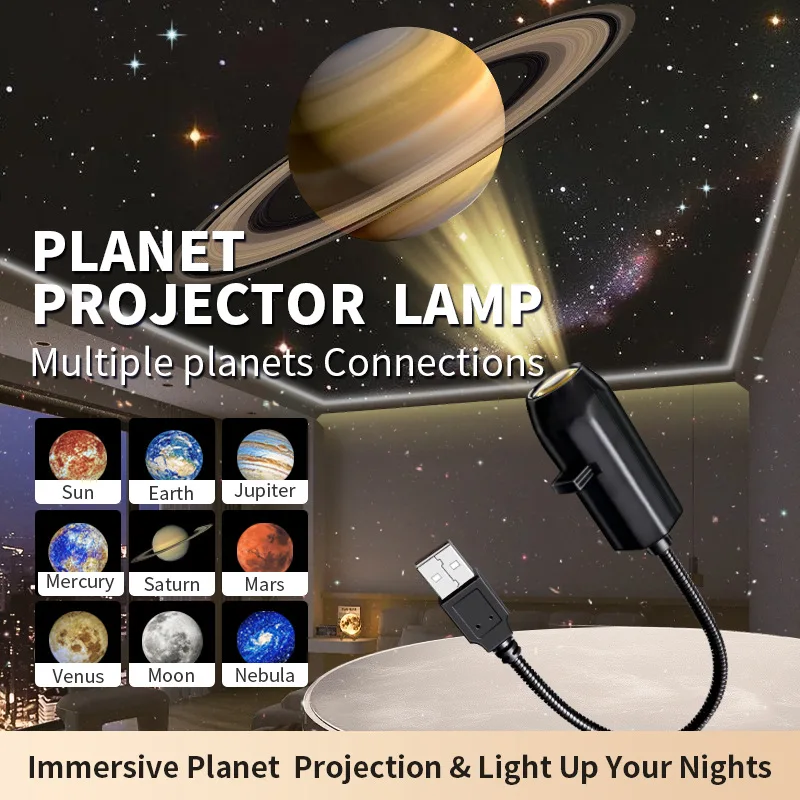 Lampada per proiettore rotante ricaricabile con stella lunare, luce notturna a LED Blue Planet, regalo romantico per l'arredamento della camera da letto per bambini e amanti