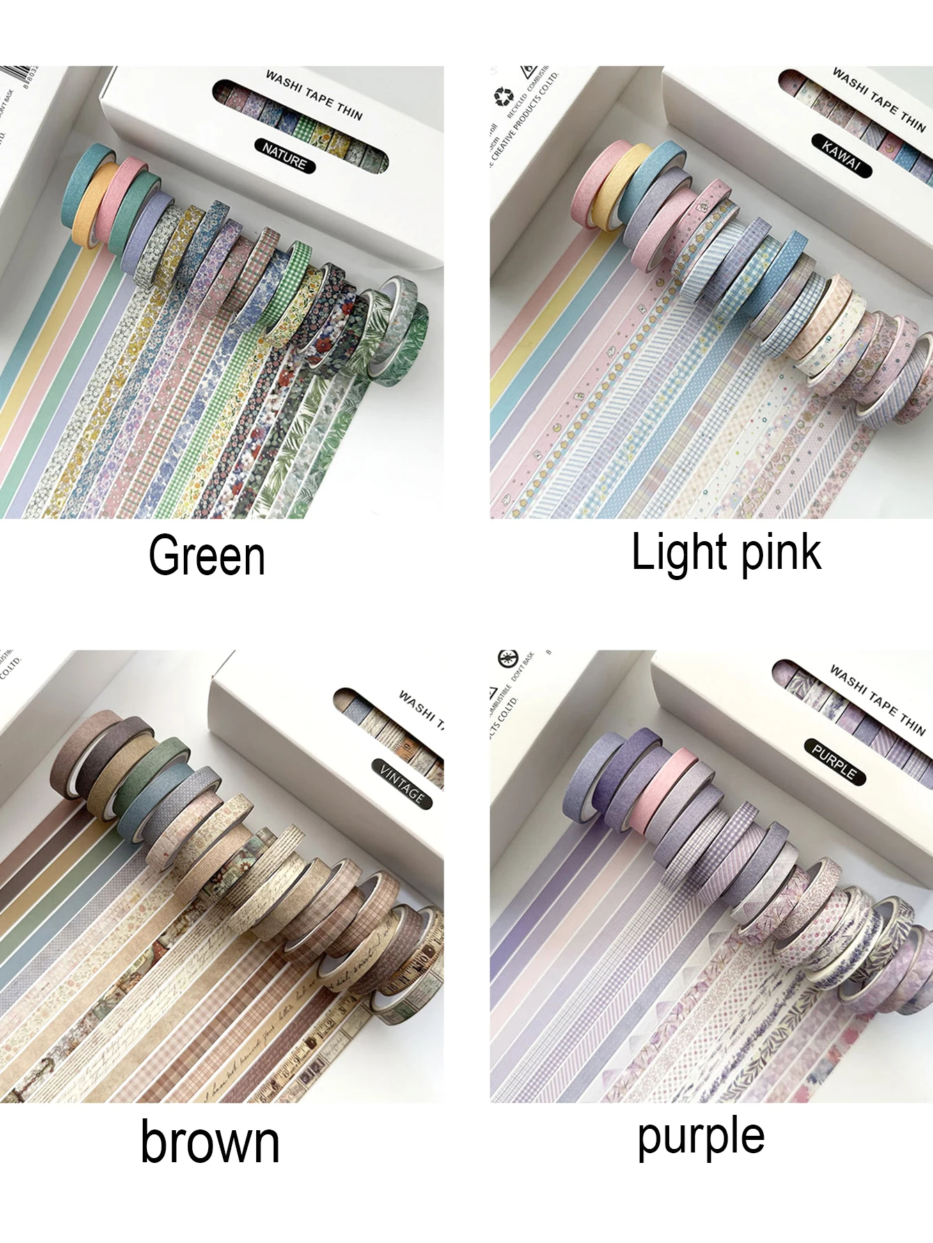 20 Rolls Of Thin Strips Of Washi Tape Box, Delicate Flowers, Plant Patterns, Handbook Tape, Student Diary Decoration, Creative W