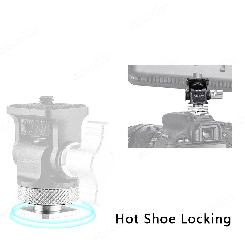 Mini Monitor Mount Holder Tripod Head with Cold Shoe Mount Adapter Swivel and Tilt Adjustable for Flash Microphone Fill Light