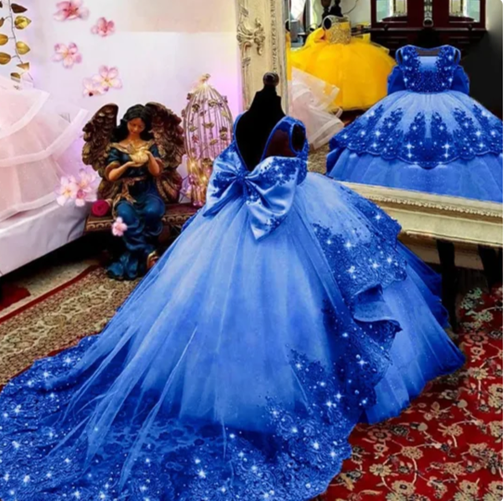 Blumen mädchen Kleid für Hochzeit Hosenträger mit Bogen Satin Ballkleid Kinder Geburtstag Erstkommunion Party kleid