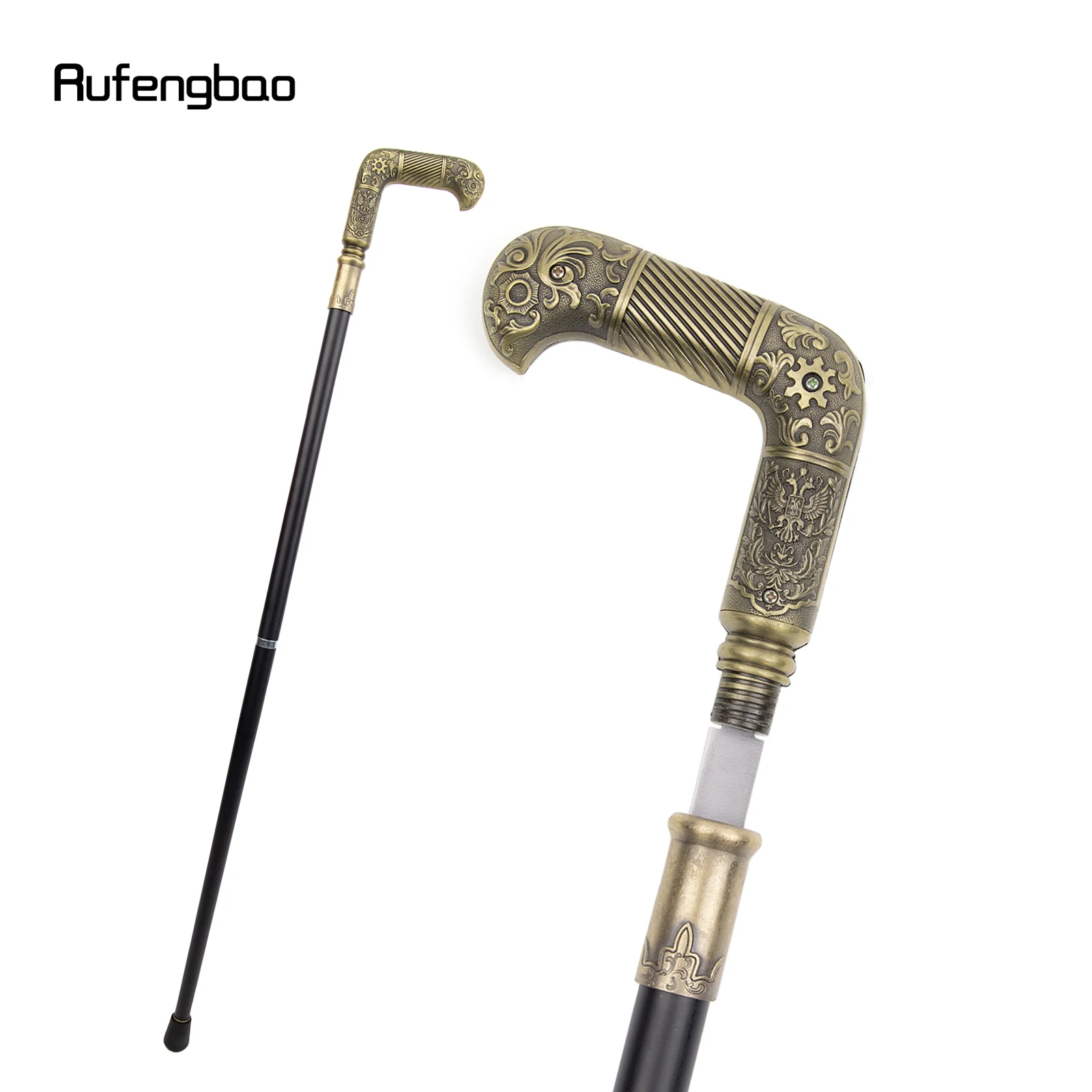 Coppery รัสเซีย Double Headed Eagle เกียร์เดิน Stick ที่ซ่อนอยู่แผ่น Self Defense แฟชั่น Cane คอสเพลย์ Crosier Stick 90ซม.