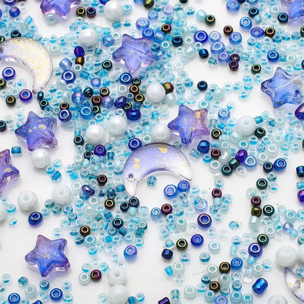 문 스타 충돌 그라디언트 혼합 펜던트 도자기 화이트 AB 크리스탈 유리 비즈 DIY 팔찌 목걸이 쥬얼리 만들기