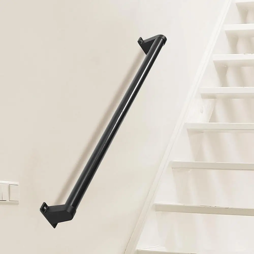 Indoor Outdoor Stair Railing Heavy Duty Metal Handrail 1.5in Diameter Industrial Style 440LBS Load Capacity Easy Installation