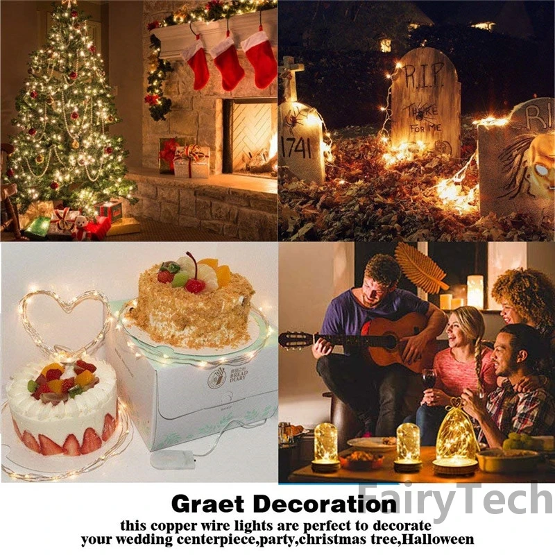 3 metros 10 unids/lote con batería de cobre guirnaldas de luces Led 30 Leds con pilas cadena de luces LED decoración del banquete de boda de Navidad