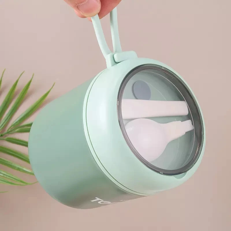 510Ml Thép Không Gỉ Hộp Cơm Có Thìa Nhiệt Hộp Đựng Thực Phẩm Máy Hút Ly Cách Nhiệt Bento Thermos Canh Cúp trẻ Em Học