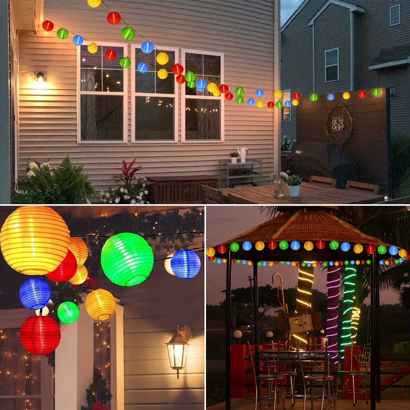 LED Solar Lantern String Lights Outdoor Garland Fairy Lights Solar Powered Garden Decorative Light for Christmas Wedding Party