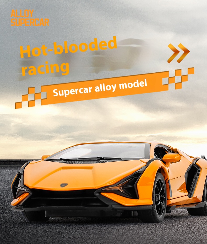Modelo de aleación Lamborghini 1:32: sonido y luz, acción extraíble, regalo para niños y fanáticos de los coches