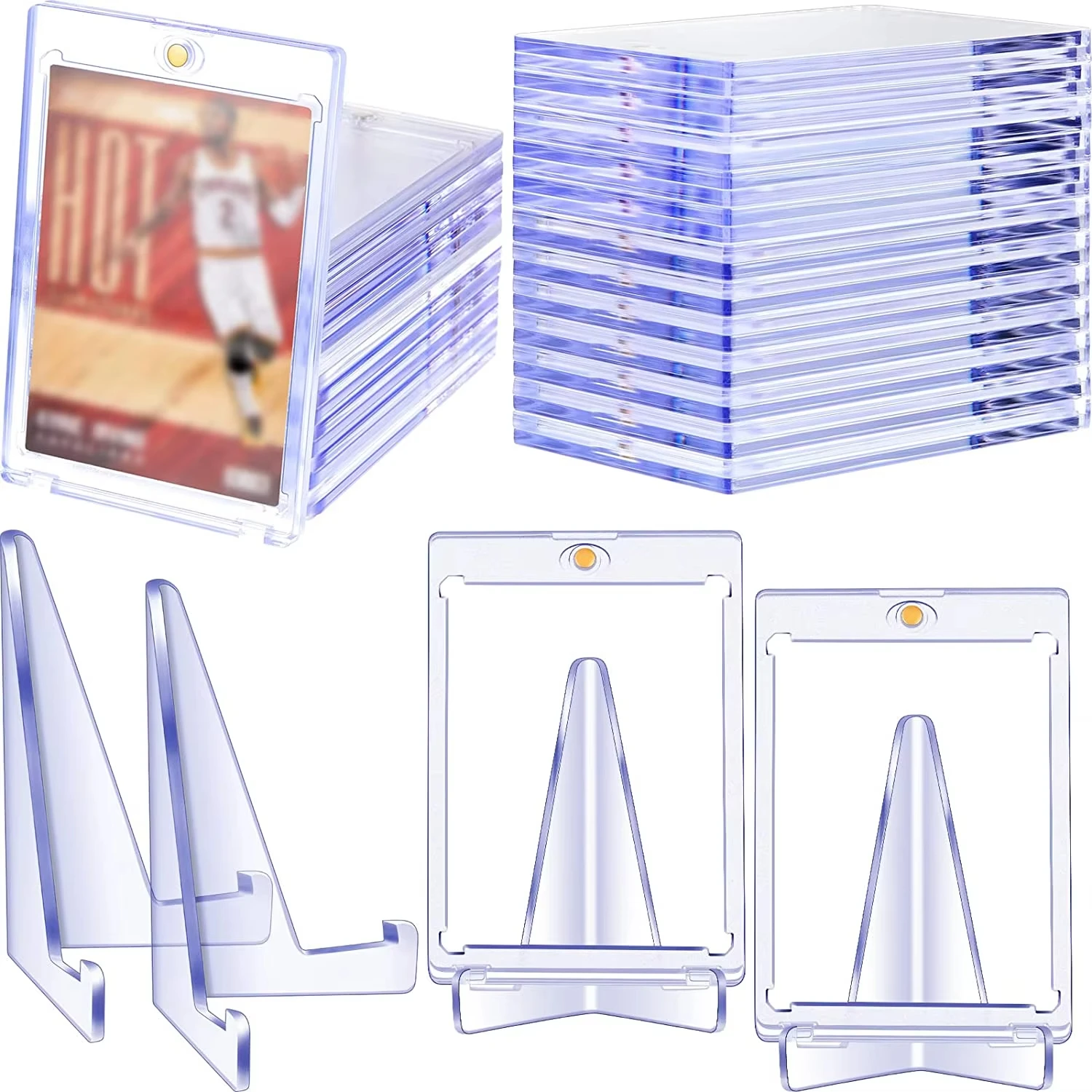 35PT Magnetische Kartenhalter Unterstützung Set Protektoren Hartplastik Hüllen Trading Vitrine Für Pokemon Baseball Sport Yugioh
