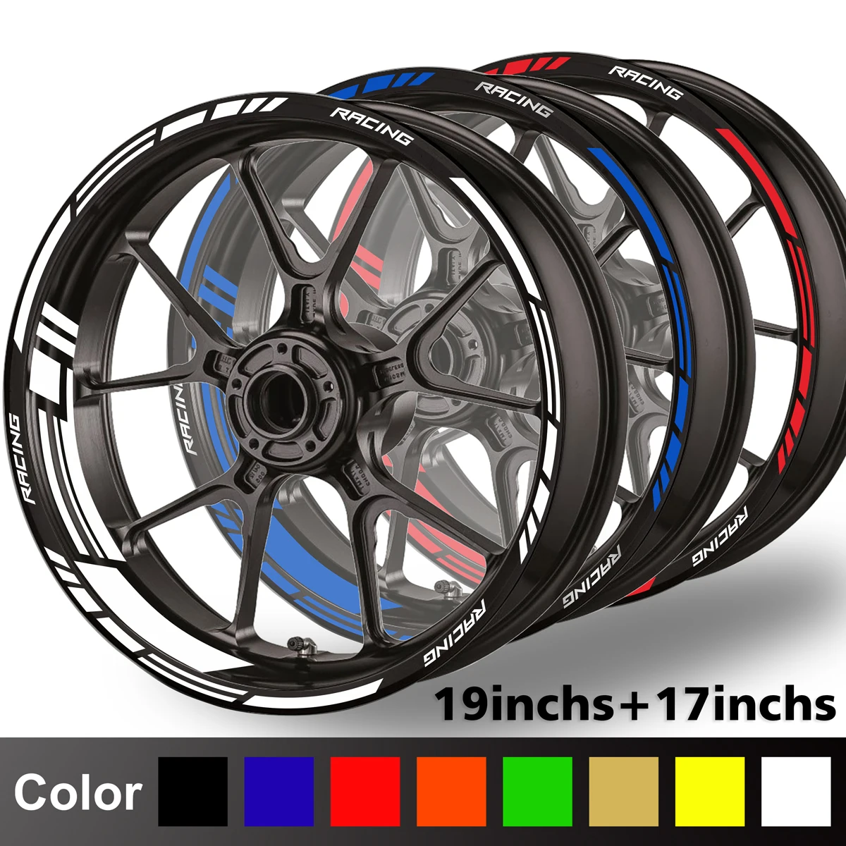 Светоотражающие наклейки на колеса мотоцикла, наклейка на ступицу, обод в полоску 17/19 дюймов для YAMAHA Honda Kawasaki Suzuki BMW KTM Husqvarna Triumph